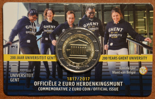 2 Euro Belgicko 2017 - Univerzita v Gente  (BU karta - holandska strana)