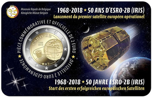 2 Euro Belgicko 2018 - 50. výročie satelitu ESRO-2B (BU - francúzska strana)