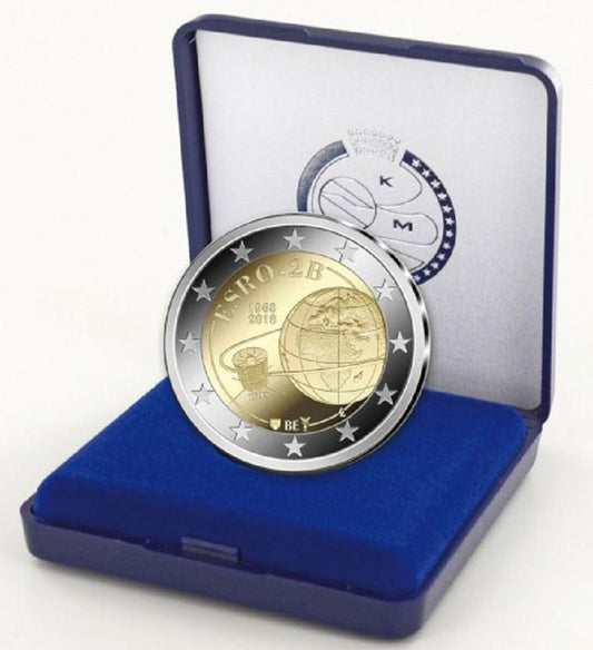 2 Euro Belgicko 2018 - 50. výročie satelitu ESRO-2B (Proof)