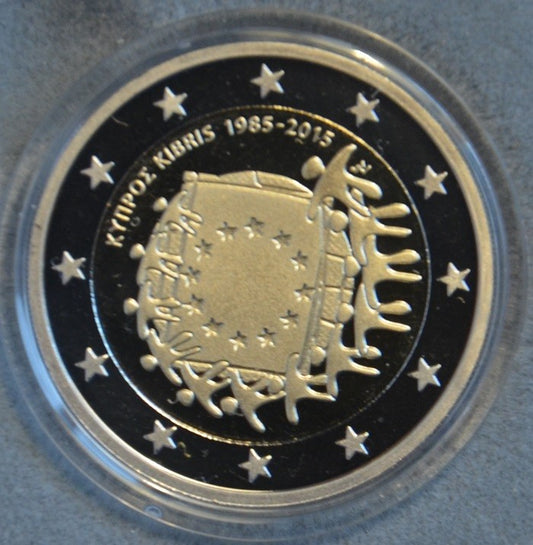2 Euro Cyprus 2015 - 30 rokov vlajky EU (Proof)