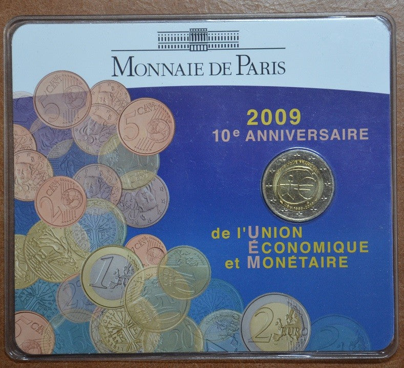 2 Euro Francúzsko 2009 - 10. výročie hospodárskej a menovej únie (BU karta)