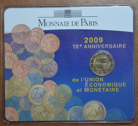 2 Euro Francúzsko 2009 - 10. výročie hospodárskej a menovej únie (BU karta)