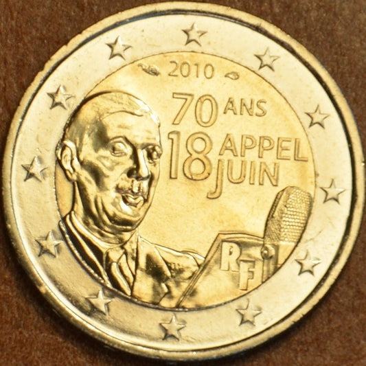 2 Euro Francúzsko 2010 - 70. výročie výzvy generála de Gaulla 18. júna (UNC)