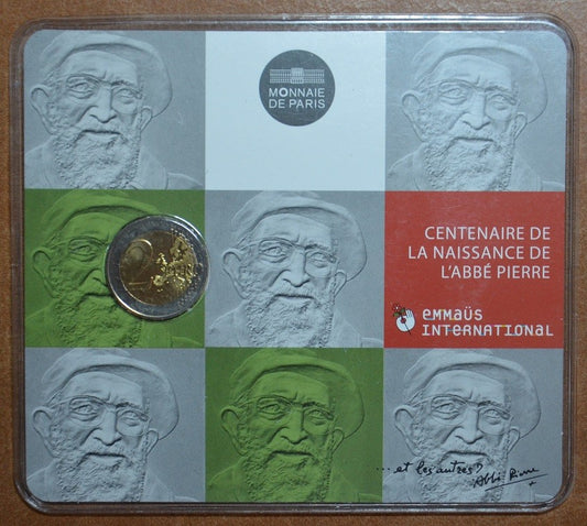 2 Euro Francúzsko 2012 -100. výročie narodenia Abbé Pierre (BU karta)