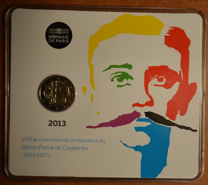 2 Euro Francúzsko 2013 - 150. výročie narodenia Pierre de Coubertin (BU karta)