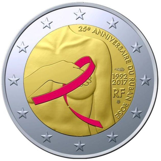 2 Euro Francúzsko 2017 - Výskum rakoviny prsníka (Proof)