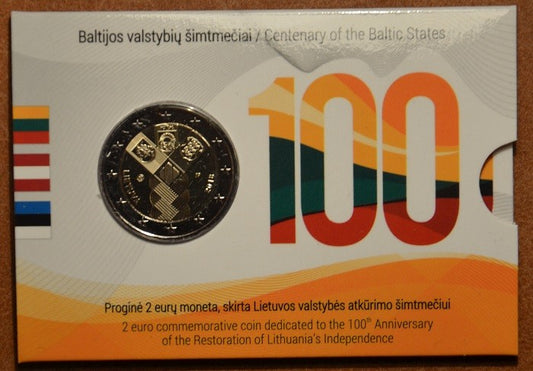 2 Euro Litva 2018 - 100 rokov nezávislosti pobaltských krajín (BU karta)