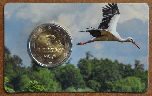 2 Euro Lotyšsko 2015 - Bocian čierny (BU karta)