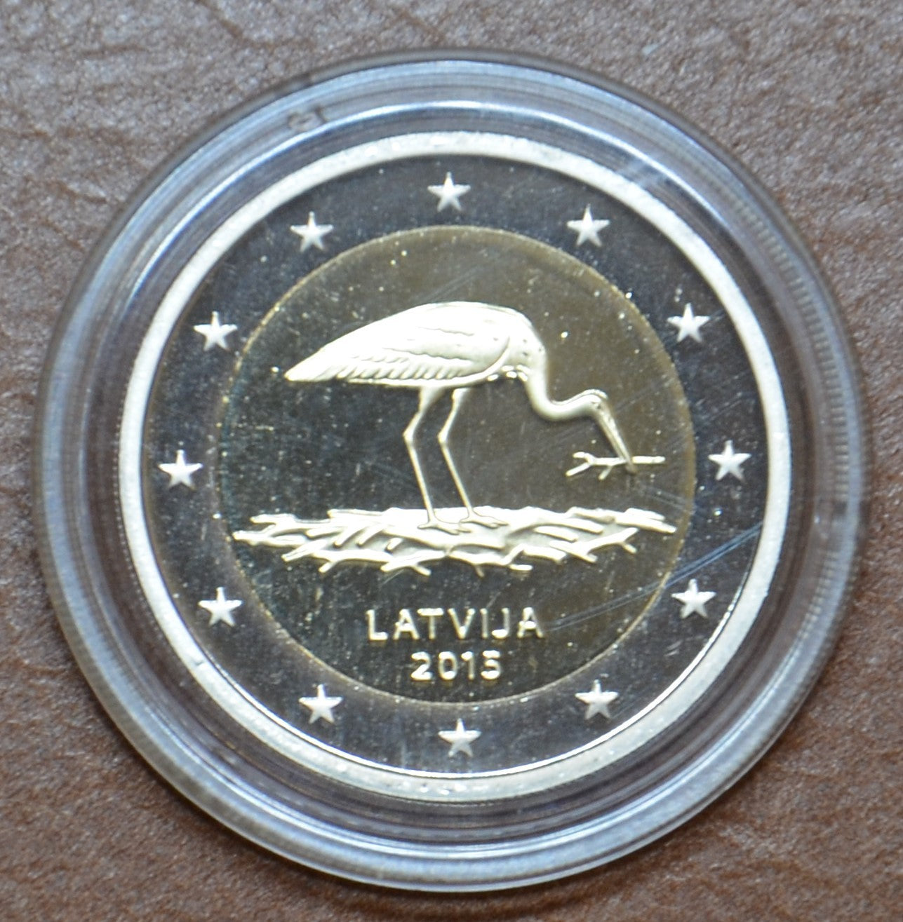 2 Euro Lotyšsko 2015 - Bocian čierny (BU)