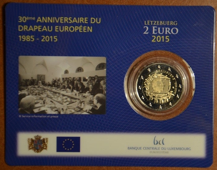 2 Euro Luxembursko 2015 - 30 rokov Europskej vlajky  (BU karta)