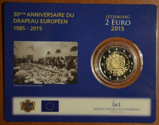 2 Euro Luxembursko 2015 - 30 rokov Europskej vlajky  (BU karta)