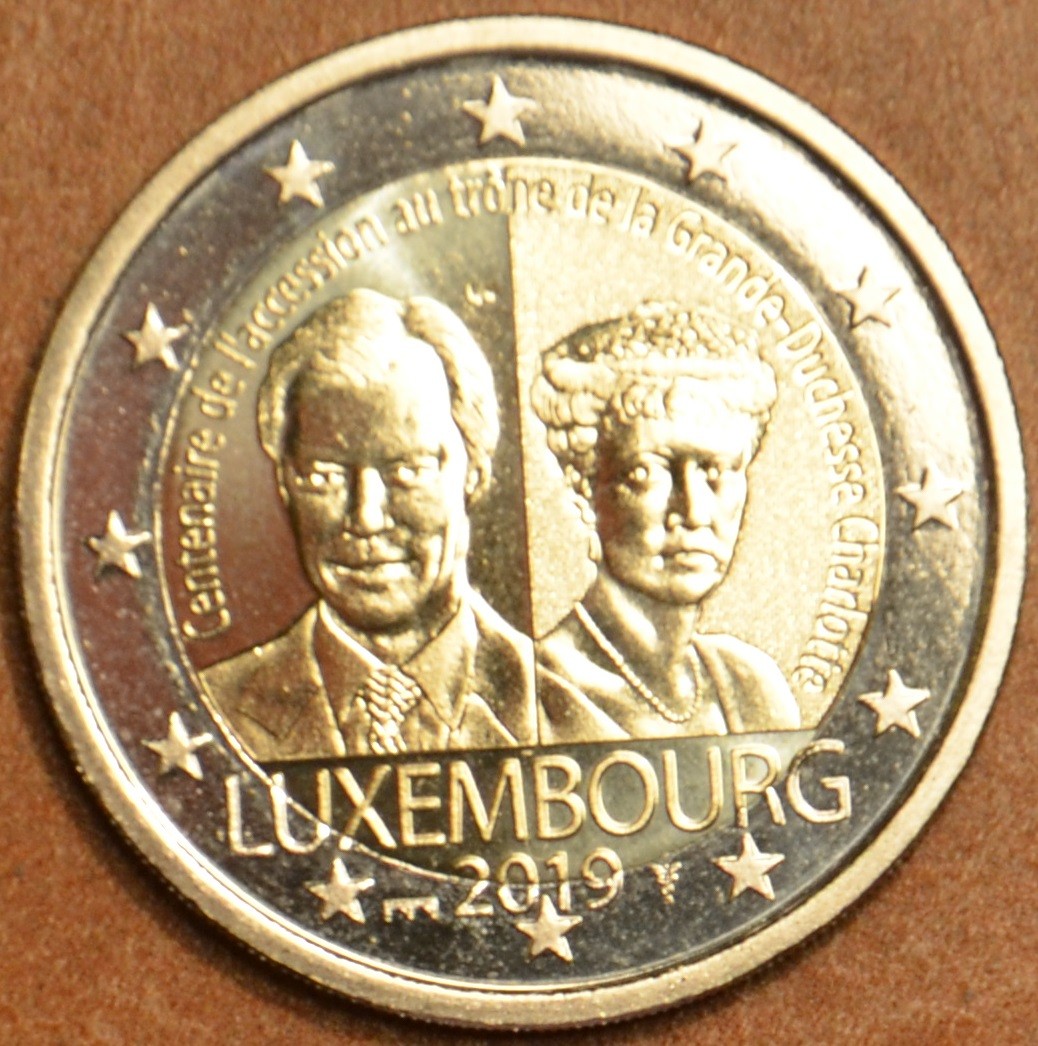 2 Euro Luxembursko 2019 - 100. výročie korunovania Charlotte (BU so značkou most)
