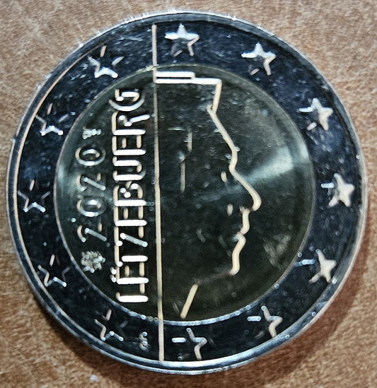 2 Euro Luxembursko 2020 so značkou "lev" (UNC)