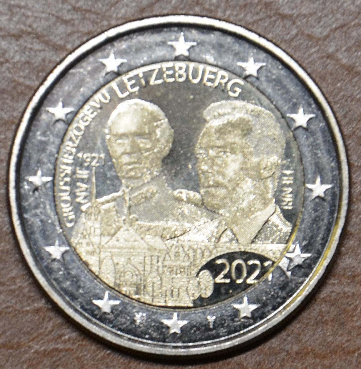 2 Euro Luxembursko 2021 - 100. výročie narodenia veľkovojvodu Jeana verzia foto/lev (UNC)