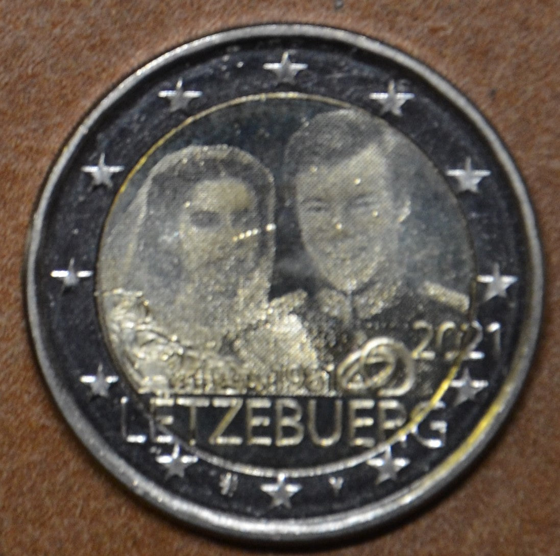 2 Euro Luxembursko 2021 - 40. výročie sobáša Márie Terézie a Henri verzia foto/lev (UNC)