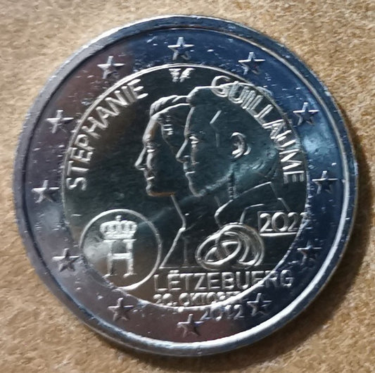 2 Euro Luxembursko 2022 - Výročie svadby Guillaume a Stephanie (UNC)