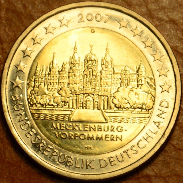2 Euro Nemecko 2007 "G" Meklenbursko-Predpomoransko: zámok Mecklenburg-Vorpommern (UNC)