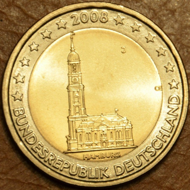 2 Euro Nemecko 2008 "J" Hamburg: kostol sv. Michala (UNC)