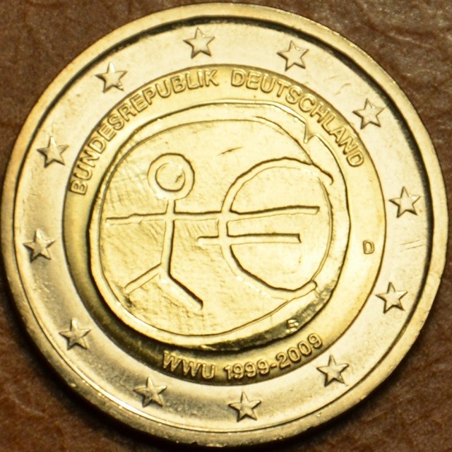 2 Euro Nemecko 2009 "D" 10. výročie hospodárskej a menovej únie  (UNC)