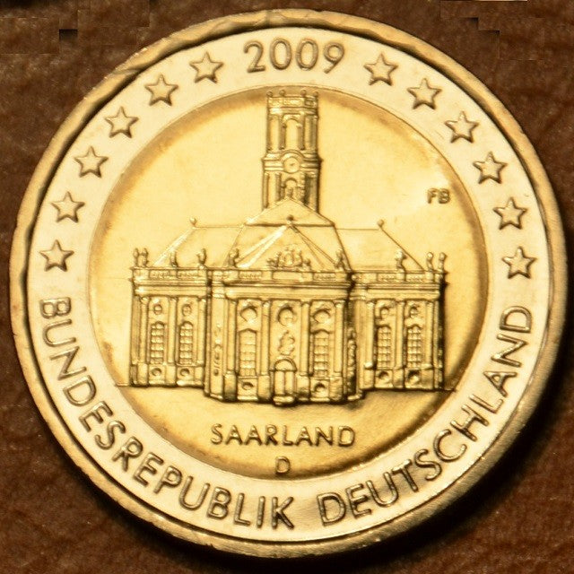 2 Euro Nemecko 2009  "D" Sársko: Kostol Ludwigskirche (UNC)