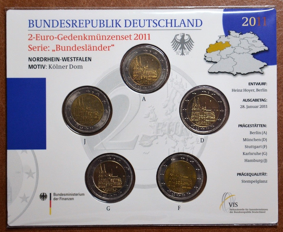 2 Euro Nemecko 2011 - Severné Porýnie Vestfálsko: Dóm v Kolíne (BU karta)