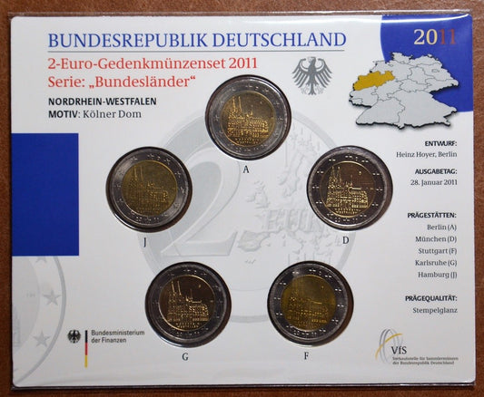 2 Euro Nemecko 2011 - Severné Porýnie Vestfálsko: Dóm v Kolíne (BU karta)