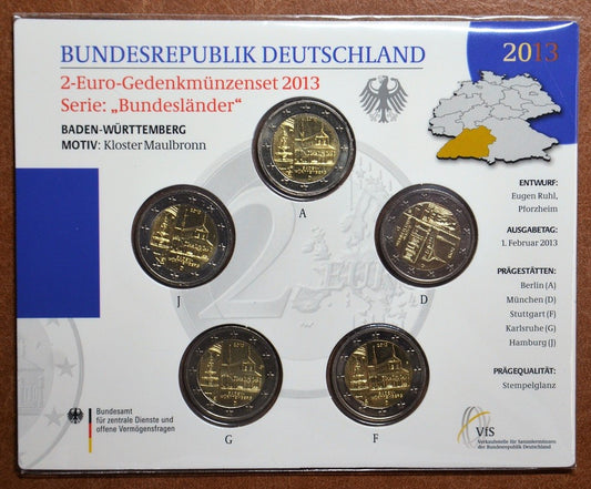2 Euro Nemecko 2013 - Baden-Württemberg: Kloster Maulbronn (BU karta)