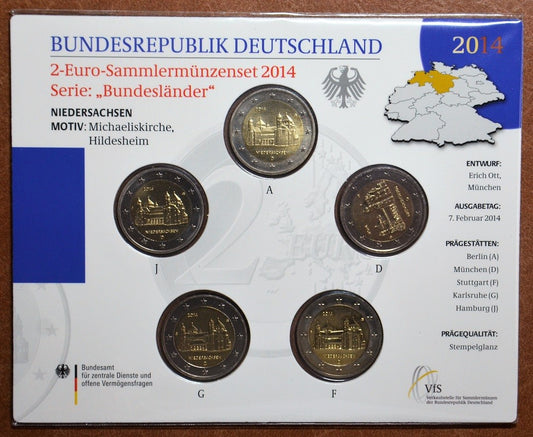 2 Euro Nemecko 2014 - Zámok Niedersachsen (BU karta)