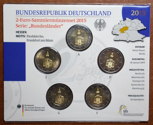 2 Euro Nemecko 2015 - Hessen: kostoľ sv. Pavla (BU karta)