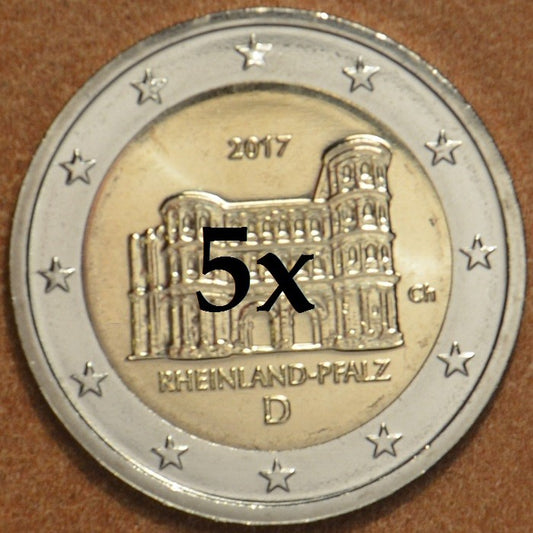 2 Euro Nemecko 2017 - "ADFGJ" Porýnie-Falcko:  Porta Nigra  (5x UNC)