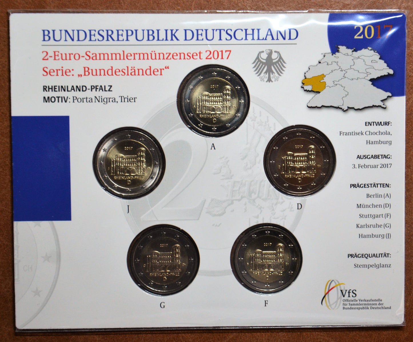 2 Euro Nemecko 2017 - Porýnie-Falcko:  Porta Nigra  (BU karta)