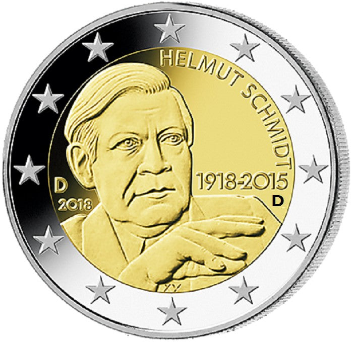 2 Euro Nemecko 2018  "D" Helmut Schmidt (UNC)