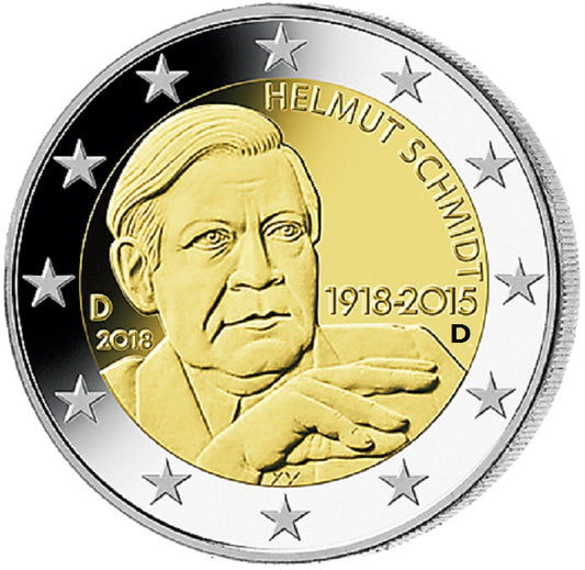 2 Euro Nemecko 2018  "D" Helmut Schmidt (UNC)