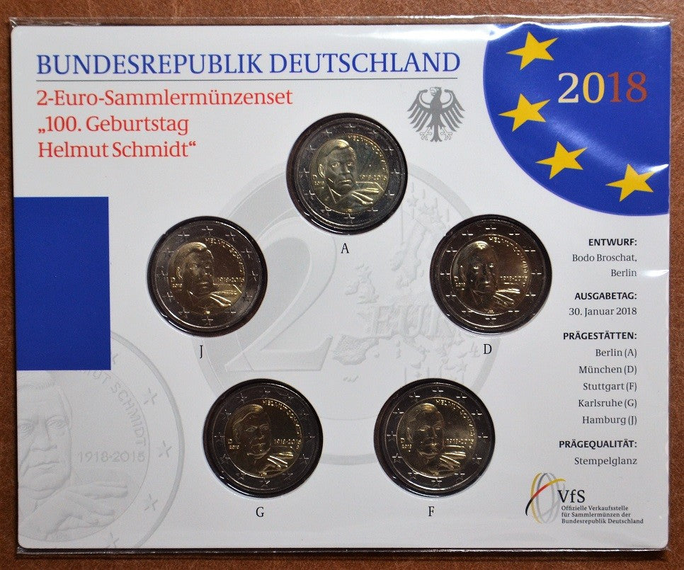 2 Euro Nemecko 2018 - Helmut Schmidt (BU karta)