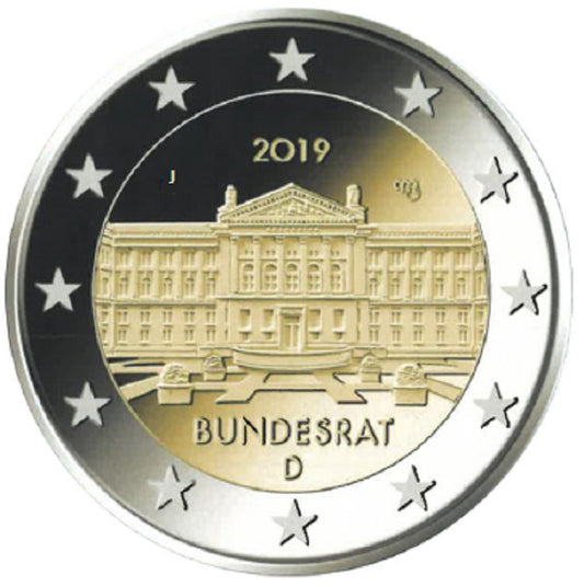 2 Euro Nemecko 2019  "J" 70. výročie založenia Bundesrat (UNC)