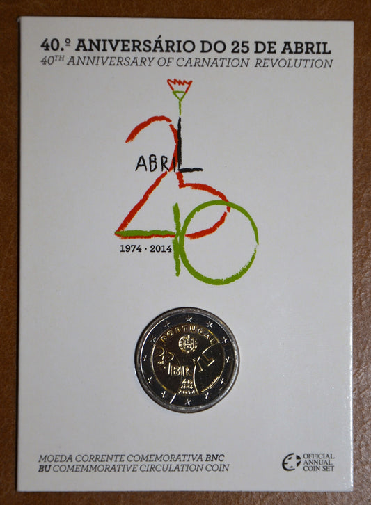 2 Euro Portugalsko 2014 - (25. apríl) 40. výročie revolúcie (BU karta)