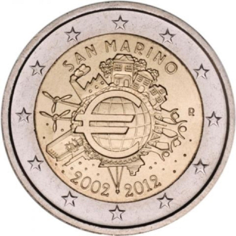 2 Euro San Marino 2012 - 10 rokov Eura (UNC)