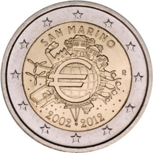 2 Euro San Marino 2012 - 10 rokov Eura (UNC)