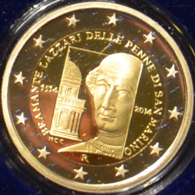 2 Euro San Marino 2014 - 500. výročie úmrtia Donato Bramante (Proof)