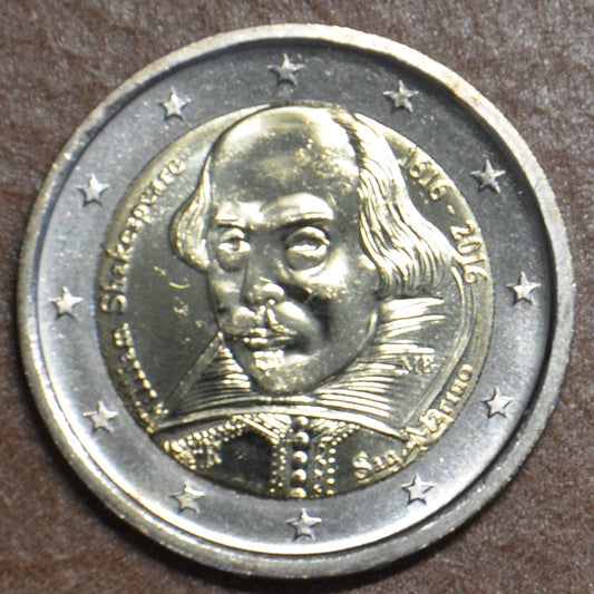 2 Euro San Marino 2016 - 400. výročie úmrtia Williama Shakespeara (UNC)