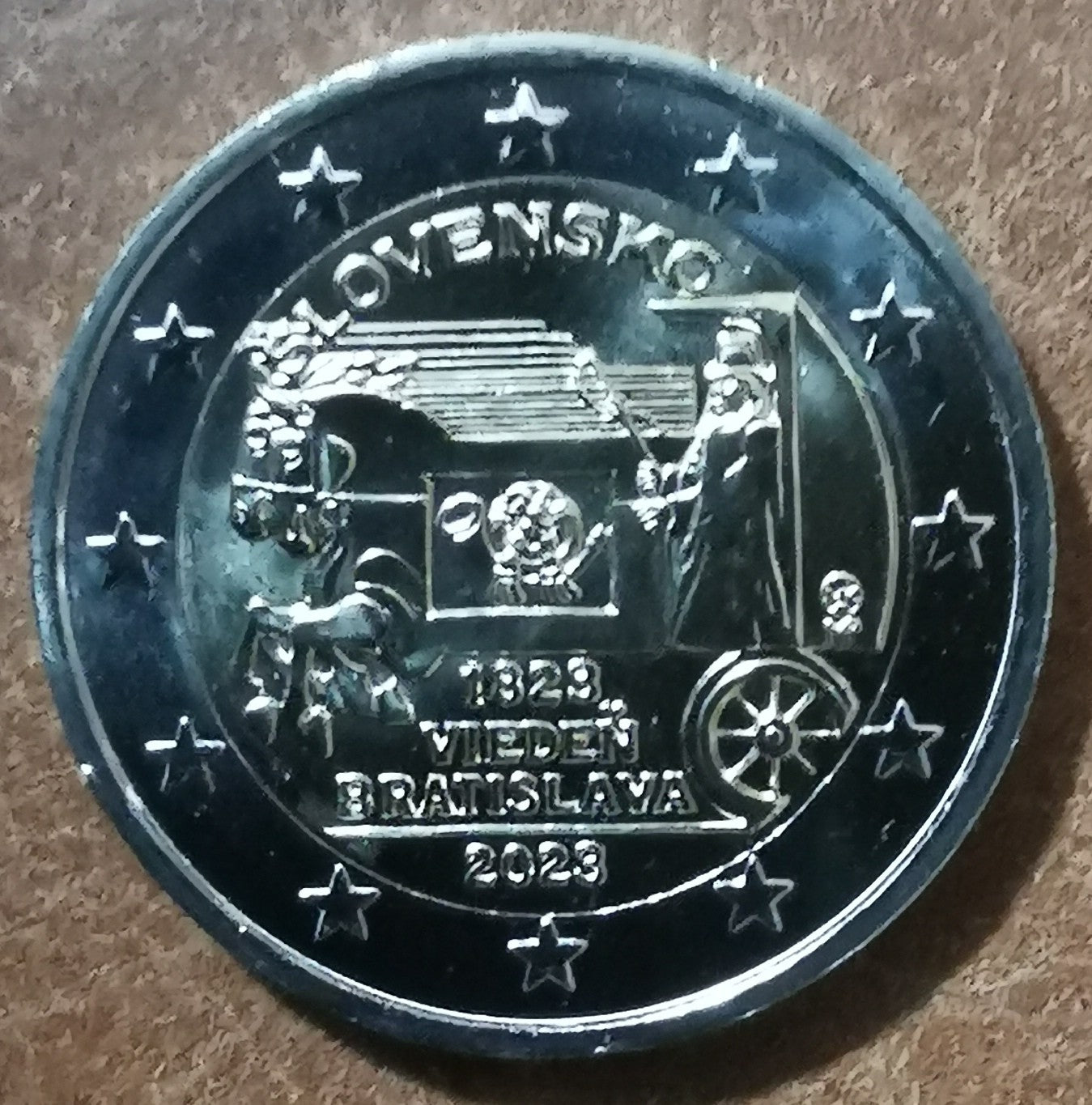 2 Euro Slovensko 2023 - Expresná pošta Viedeň – Bratislava (UNC)