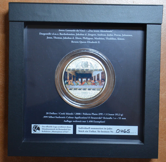 20 dollar Cook Islands 2008 - Da Vinci: Posledná večera (3 Oz Proof)