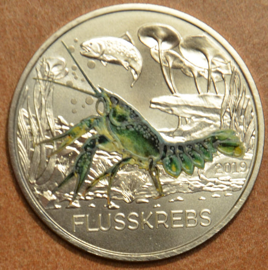 3 Euro Rakúsko 2019 - Rak riečny (UNC)