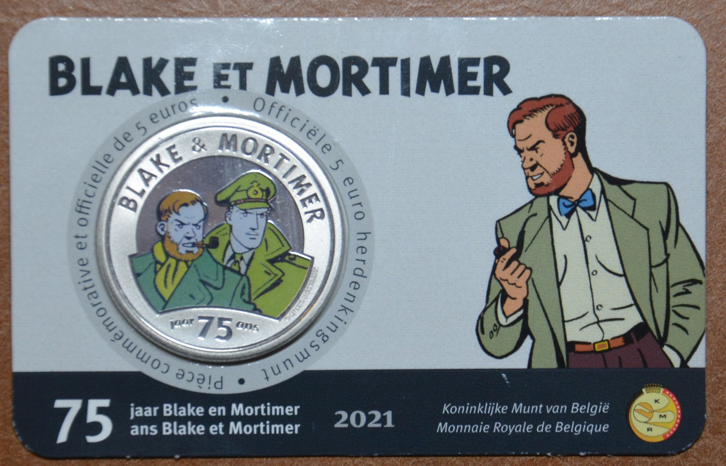 5 Euro Belgicko 2021 Blake & Mortimer color (BU karta)