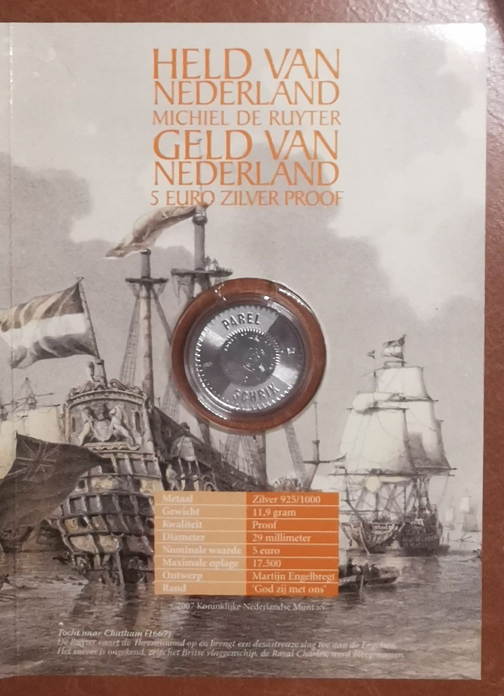 5 Euro Holandsko 2007 - de Ruyter (Proof karta)