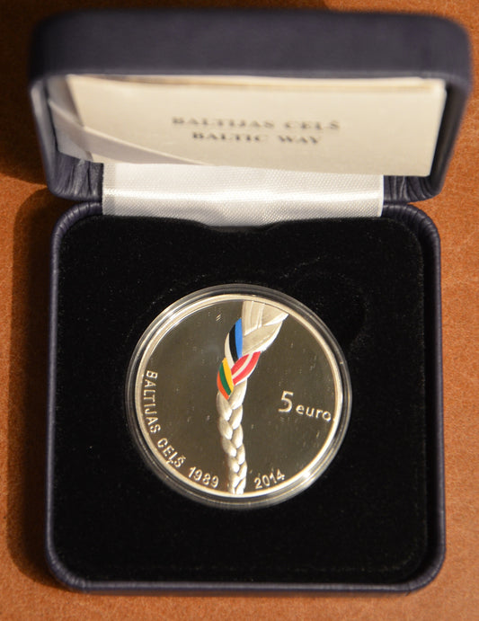 5 Euro Lotyšsko 2014 Baltická cesta (Proof)