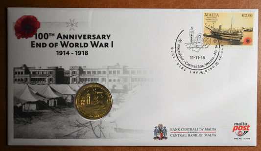 5 Euro Malta 2014 - Prvá svetová vojna (numizmatická obálka)