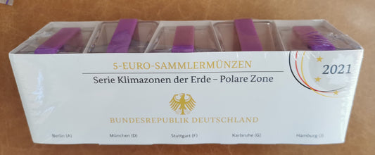 5 Euro Nemecko 2021 "ADFGJ" Polárne pásmo  (Proof)