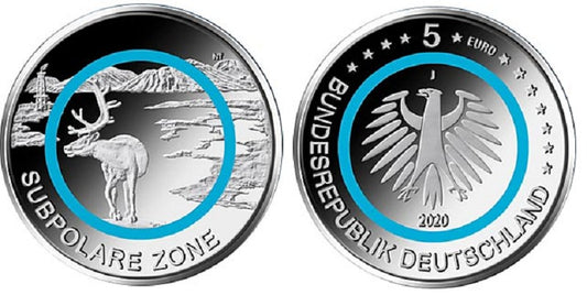 5 Euro Nemecko 2020 "J" Subpolárne pásmo  (UNC)
