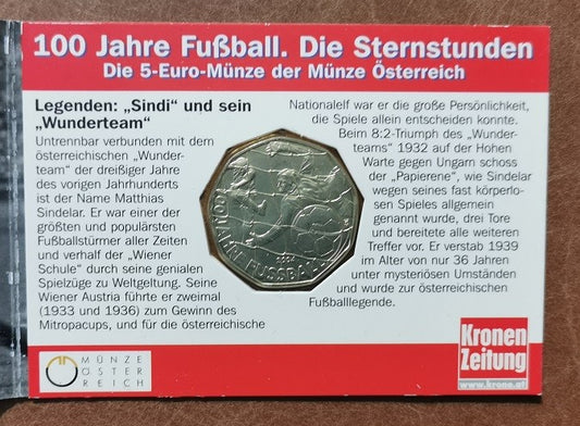 5 Euro Rakúsko 2004 - 100 rokov futbalu v1 (UNC)